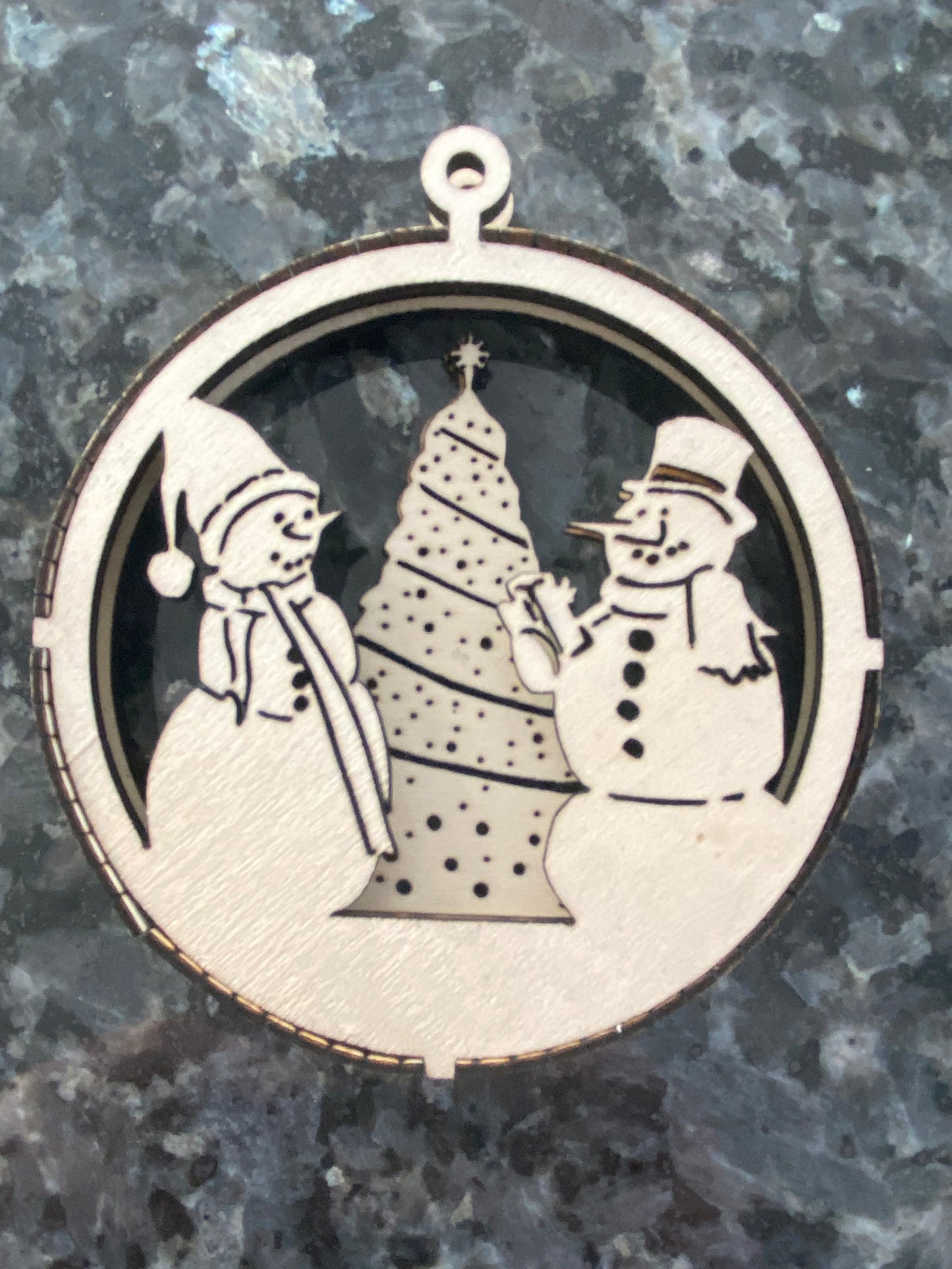 Wooden snowman ornament